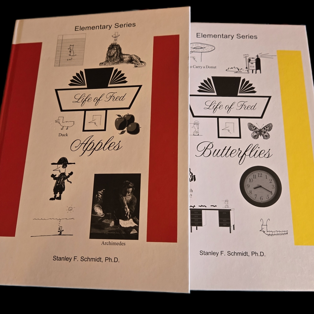 Life of Fred Apples & Butterflies Elementary Series Books - Red & Yellow Covers